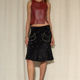 Silk Polka dot Skirt with Pockets