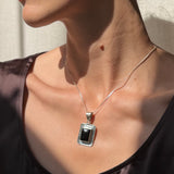Sterling Silver Necklace with Onyx Rectangular Pendant