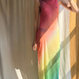 Silk Colorblock Beaded Gown