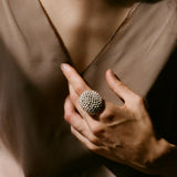 Fine Silver Modernist Caviar Ring