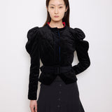 Vintage Cropped Jacket with attachable hood, size 42 fits XS–S, 21-inch length. Model is 5'9", very good condition