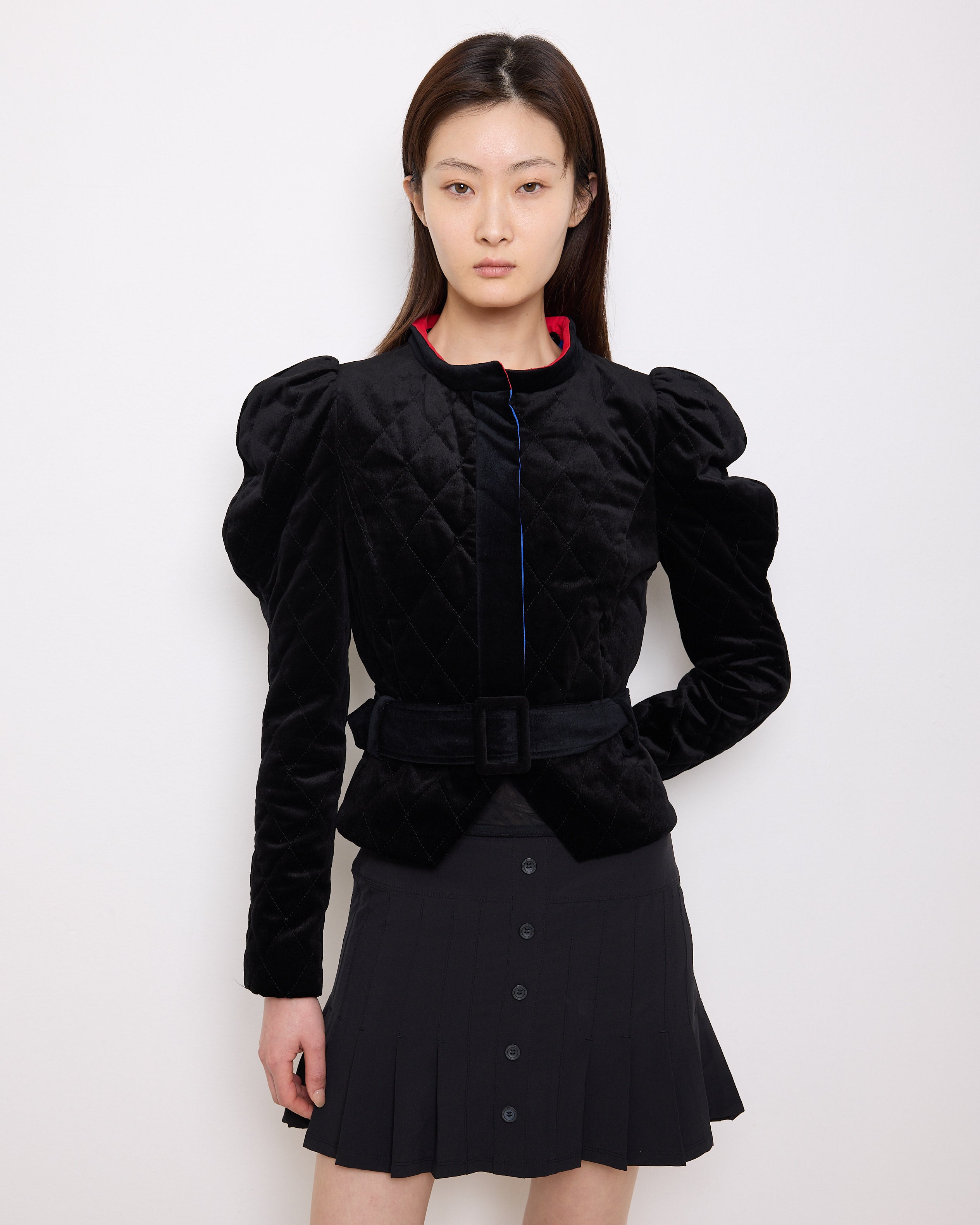 Vintage Cropped Jacket with attachable hood, size 42 fits XS–S, 21-inch length. Model is 5'9", very good condition