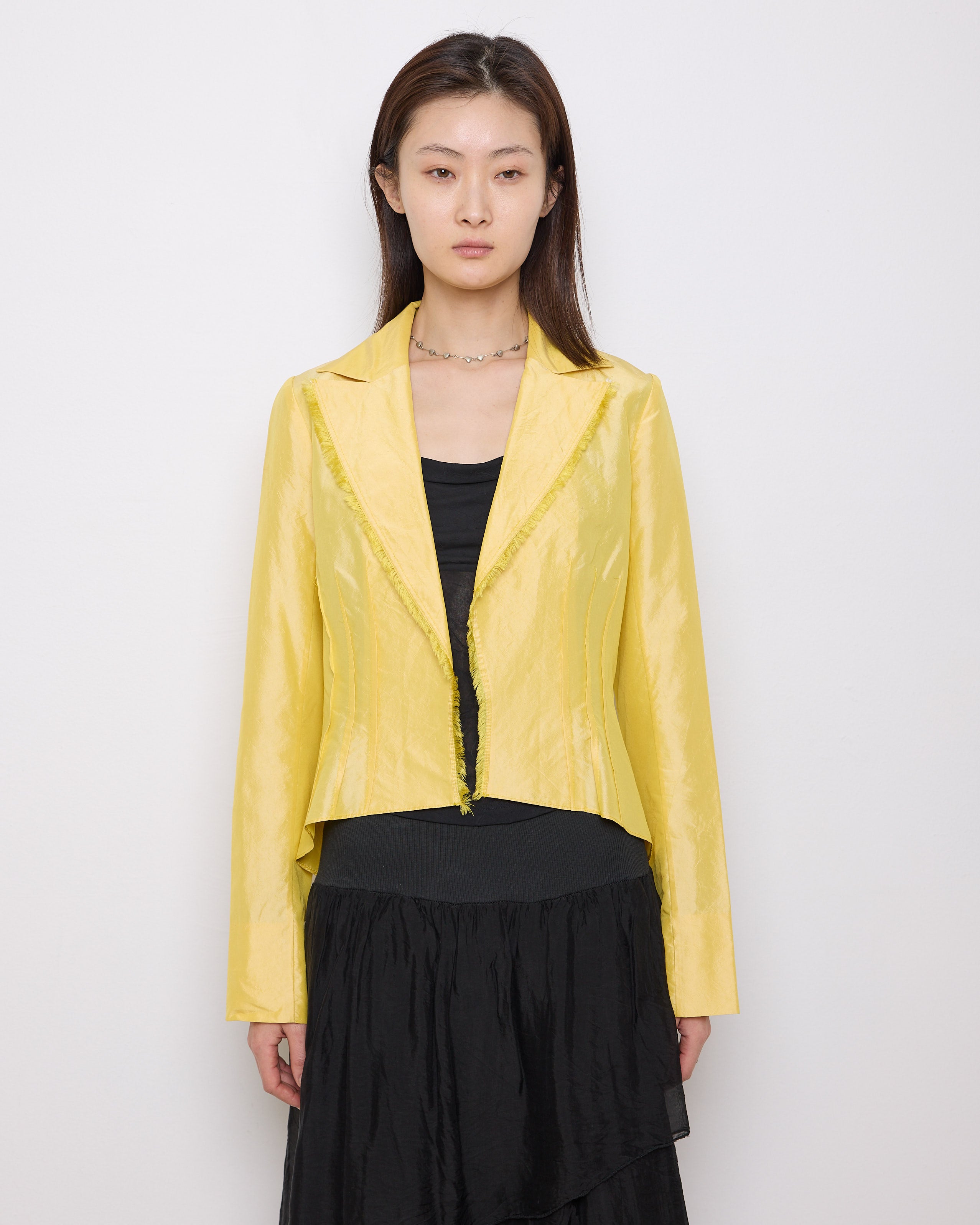 Gabrielle Carlson Yellow Blouse, size S, 20.5-inch front, 25-inch back, 15-inch shoulder. Very good condition