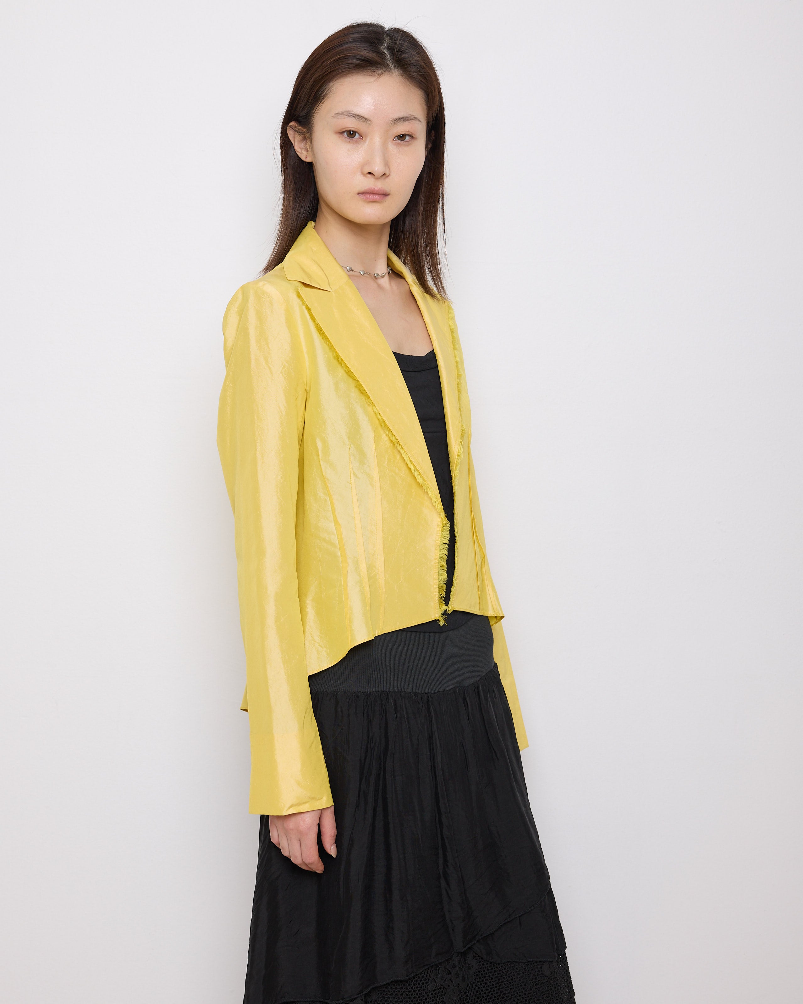 Gabrielle Carlson Yellow Blouse, size S, 20.5-inch front, 25-inch back, 15-inch shoulder. Very good condition