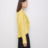 Gabrielle Carlson Yellow Blouse, size S, 20.5-inch front, 25-inch back, 15-inch shoulder. Very good condition