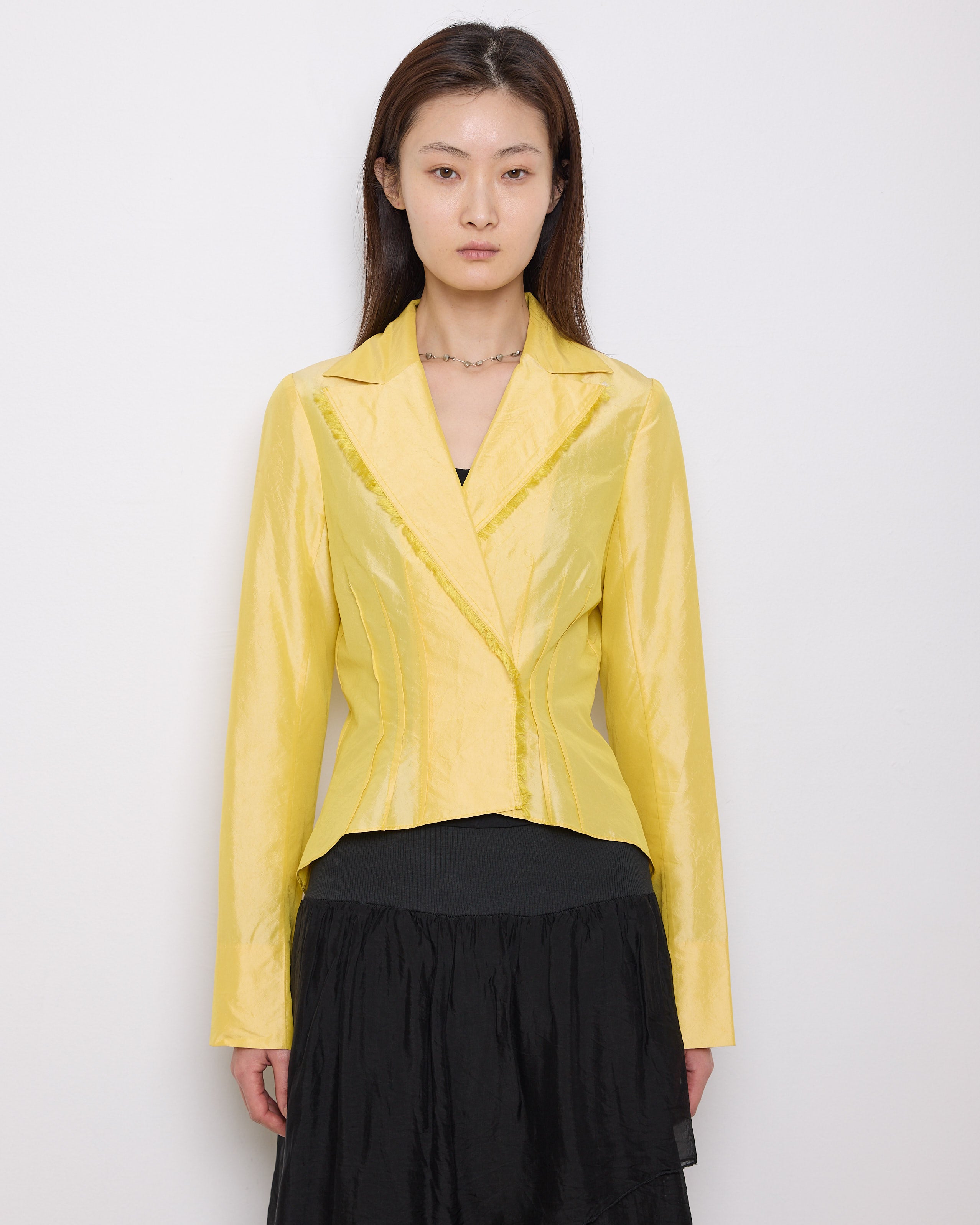 Gabrielle Carlson Yellow Blouse, size S, 20.5-inch front, 25-inch back, 15-inch shoulder. Very good condition