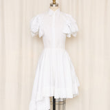 Alexander McQueen Ruched-Detailed Short-Sleeve Poplin Button Up