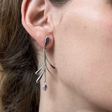Sterling Silver Branch Shaped Earrings with Amethyst Stones