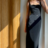 Black Beaded Dress with Corset Effect