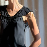 Black Beaded Collar Scarf