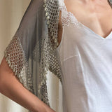 Vintage Grey Beaded Shawl