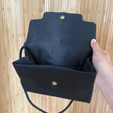 Black Satin Purse with Multi Tassel