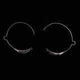 Vintage Sterling Silver Open Hoop Lily Flower Earrings