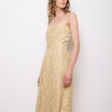 Vintage Floral Lace Beige Dress