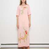 Vintage Hand Embroidered Peach Dress