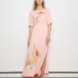 Vintage Hand Embroidered Peach Dress