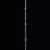 Silver Chain Bracelet with Rectangle Garnet Stones (no marking needs to be tested)