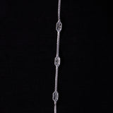 Silver Chain Bracelet with Rectangle Garnet Stones (no marking needs to be tested)