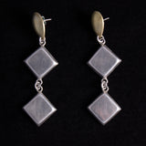 Sterling Silver Drop Earrings with Gold Wash Oval and Square Shapes