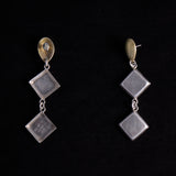 Sterling Silver Drop Earrings with Gold Wash Oval and Square Shapes