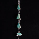 Silver Link Bracelet with Turquoise and Pearl Stones