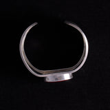 Wide Silver Cuff Bracelet with Red Oval Stone