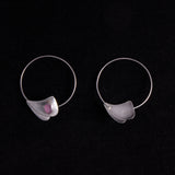 Sterling Silver Hoop Earrings with Purple Cabochon Stone