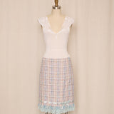 Pastel Tweed Skirt with Ruffle Detail