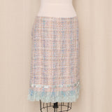 Pastel Tweed Skirt with Ruffle Detail