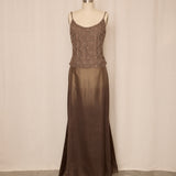 Carmen Marc Valvo Brown Ombre Long Skirt