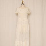 Late 30s Cotton Floral Embroidery Dress