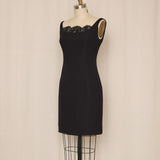 Joanna Mastroianni Black Textured Dress with Lace Panel