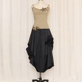 Gracia Black Midi Skirt with Rosettes