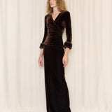 Tadashi Brown Velvet Skirt Set