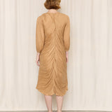 Nina Ricci Pleated Camel Silk Dress