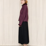 Purple Cropped Jacket with Fur Trim