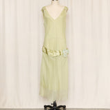 Max Studio Light Green Silk Drop Waist Dress