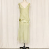 Max Studio Light Green Silk Drop Waist Dress