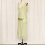 Max Studio Light Green Silk Drop Waist Dress