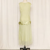 Max Studio Light Green Silk Drop Waist Dress