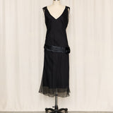 Max Studio Black Silk Drop Waist Dress