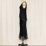 Max Studio Black Silk Drop Waist Dress