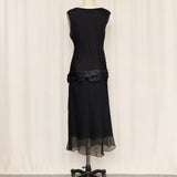Max Studio Black Silk Drop Waist Dress
