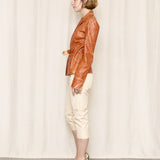 Plein Sud Burnt Orange Leather Biker Jacket
