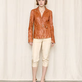 Plein Sud Burnt Orange Leather Biker Jacket