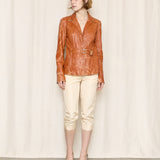 Plein Sud Burnt Orange Leather Biker Jacket