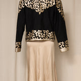 Oscar De La Renta Silver Gold Leather Embroideried Jacket
