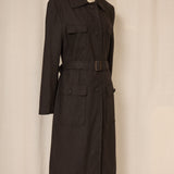 Angelica L. Charcoal Wool Blend Belted Coat