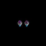 Sterling Silver Modernist Earrings with Amethyst and Turquoise