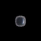 Sterling Silver Square Ring with Flower Over Stone
